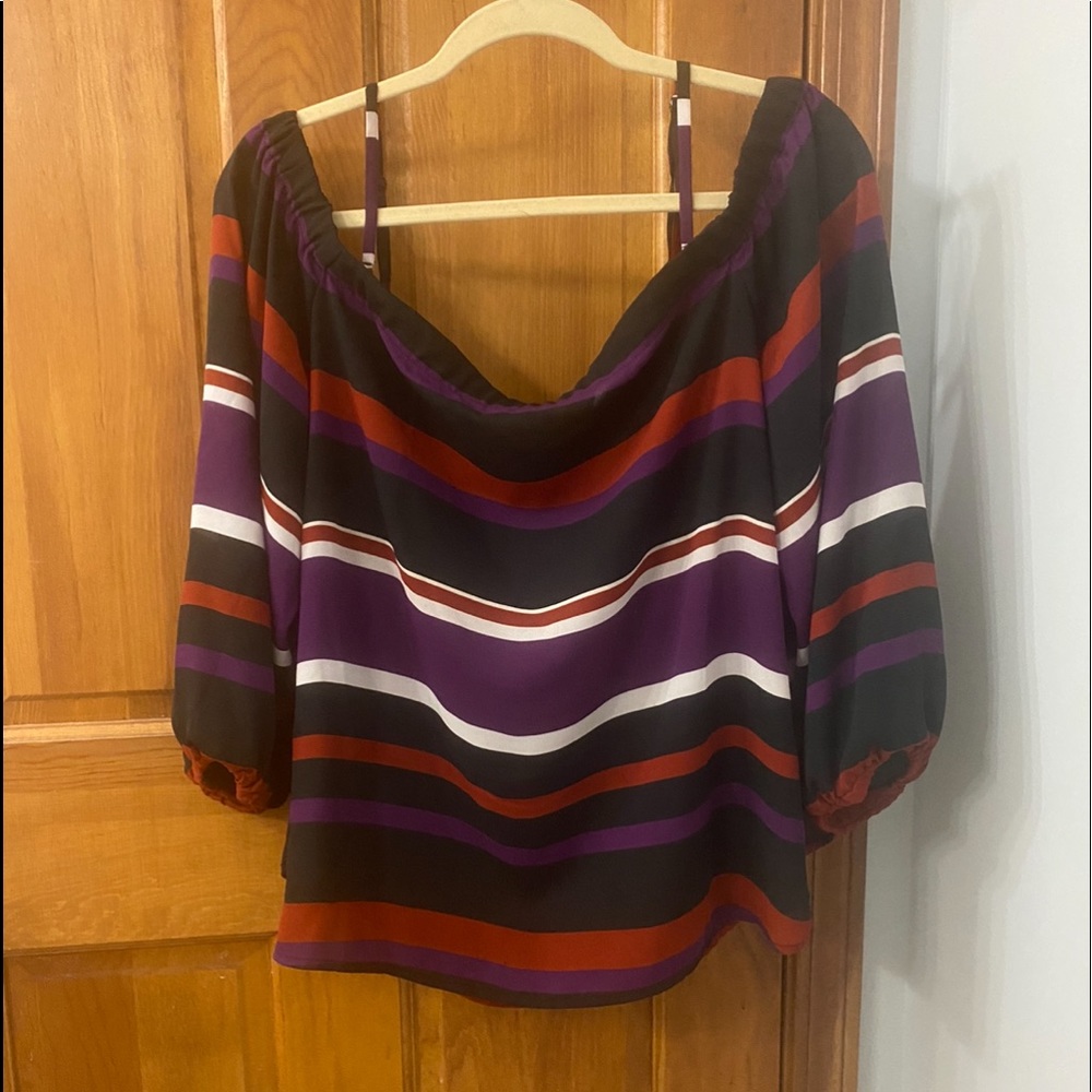 INC International Striped Off The Shoulder Blouse